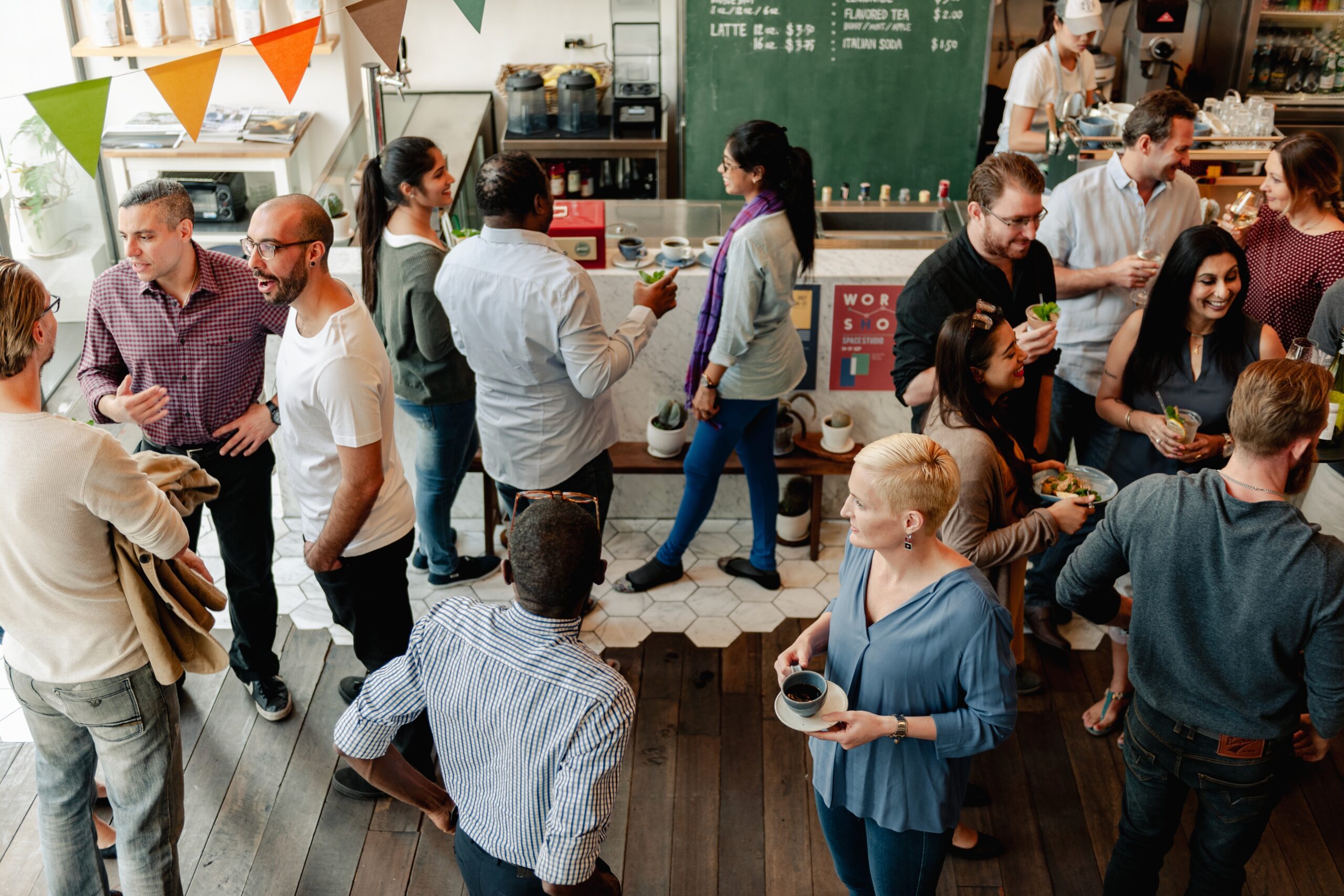 diverse group of people networking in an event